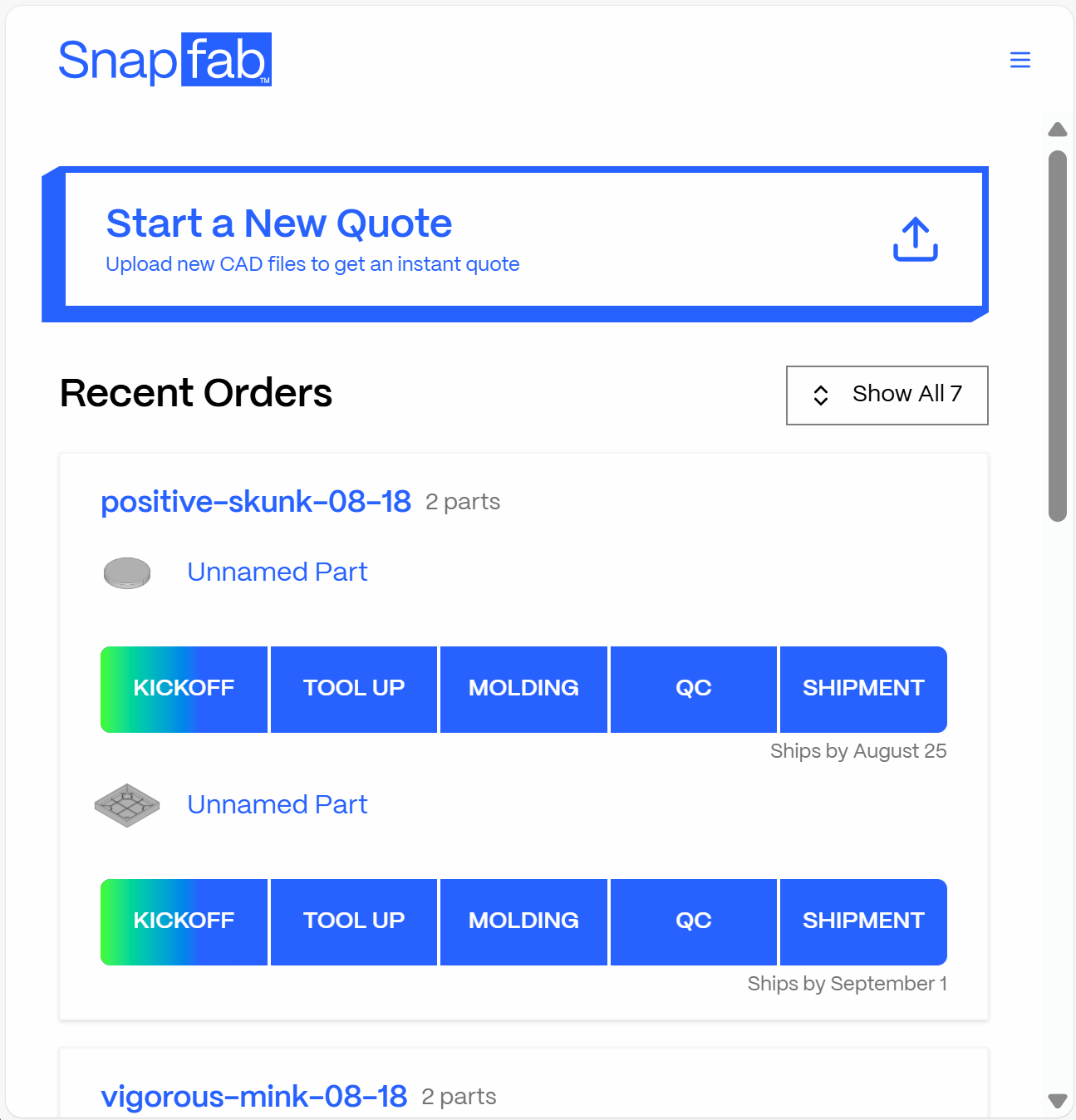 image of part upload screen